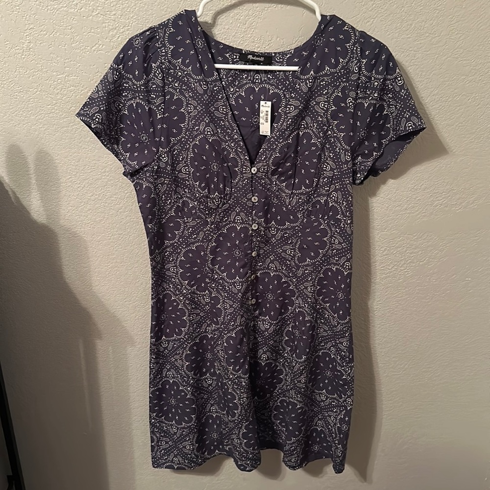 Madewell NWT Shirred Button Front Mini Dress 10